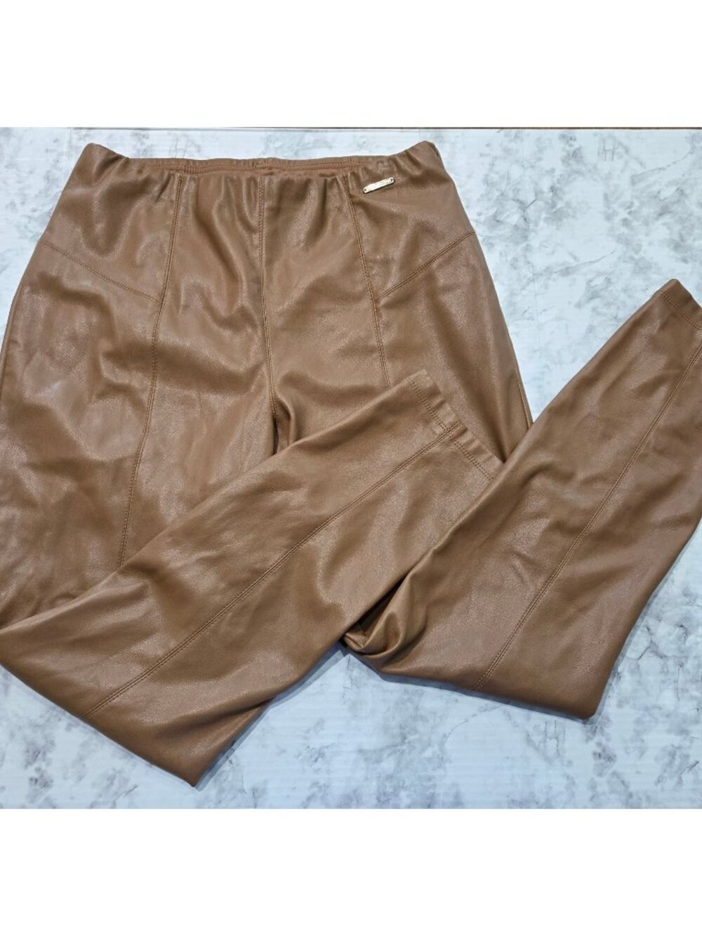 Marc New York Performance Faux Leather High-Waist Pull-On Pants Womens Sz L